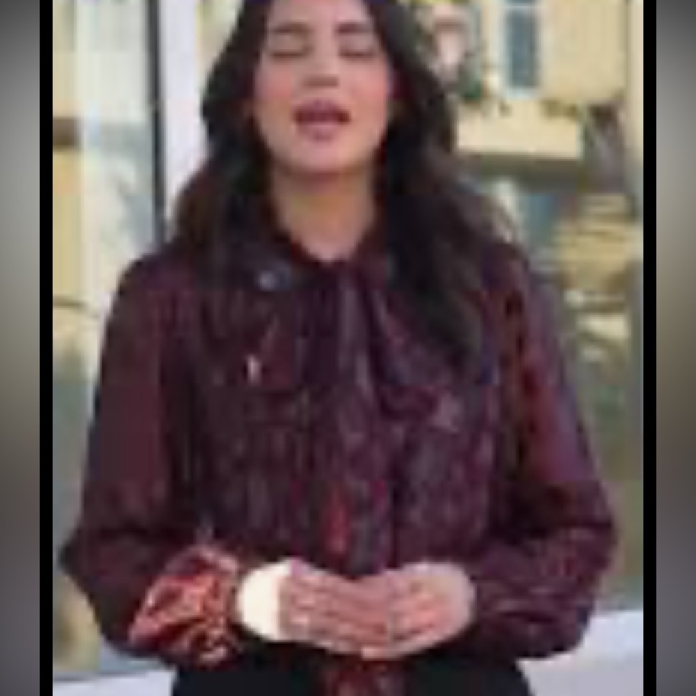 Michael Kors Burgundy and Gold Blouse